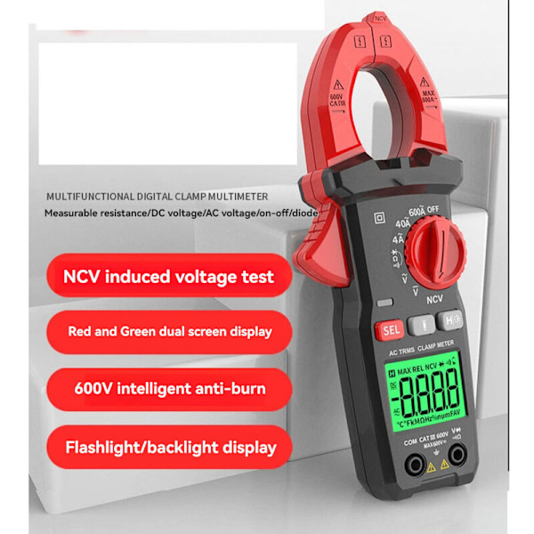 AC/DC Multimeter tangamperemeter 600a Digitalt multimeter temperatur kapacitet spænding modstand multimeter