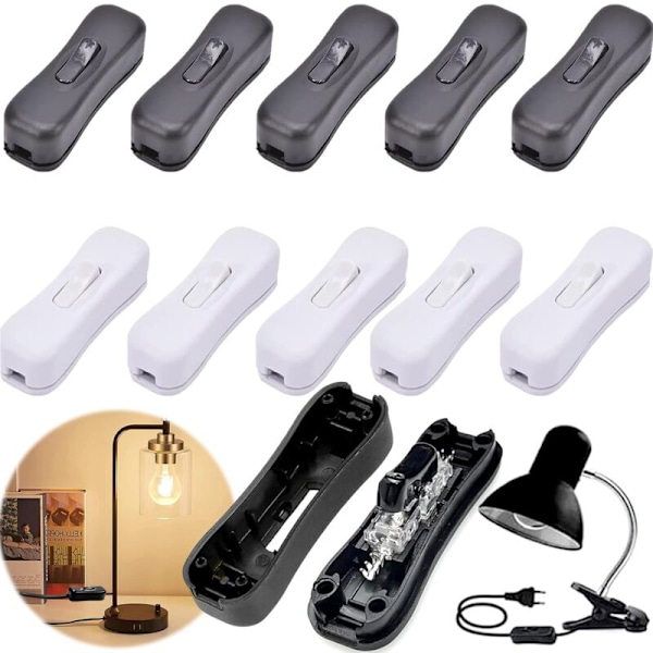 10 Delar 2A BIPOLÄR BIPOLAIRE BIPOLAR, INTERUPTEUR BODED LAMPA 2 A 250 V, strömbrytare strömbrytare av lampa, torpedströmbrytare (vit och sva