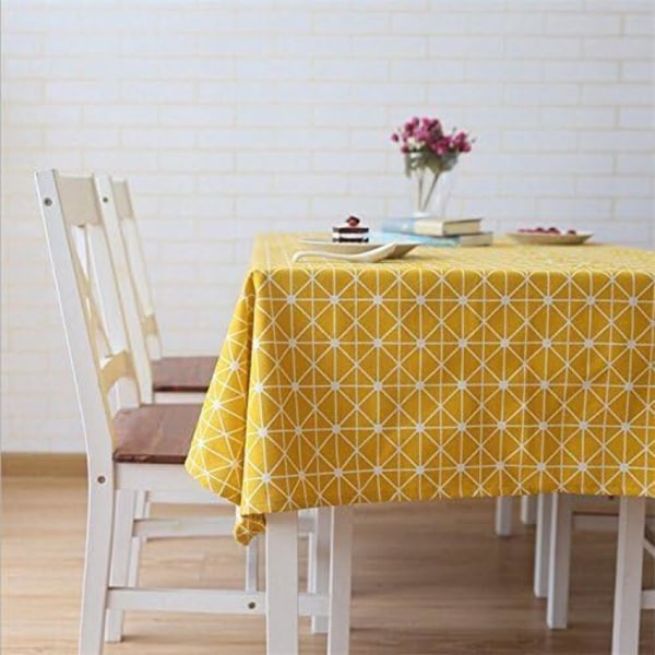 Rektangulær duk i bomull og lin, twill duk, enkel stil, varme- og fuktighetsbestandig (gul, 120×160cm)