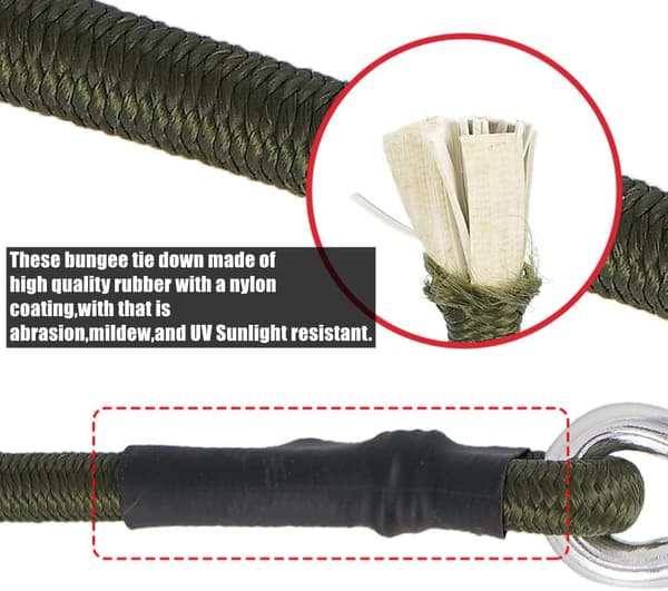 2-pack Mini Heavy Duty 30cm Bungee-snöre med Karabinkrok för Camping, Bagage, Resor