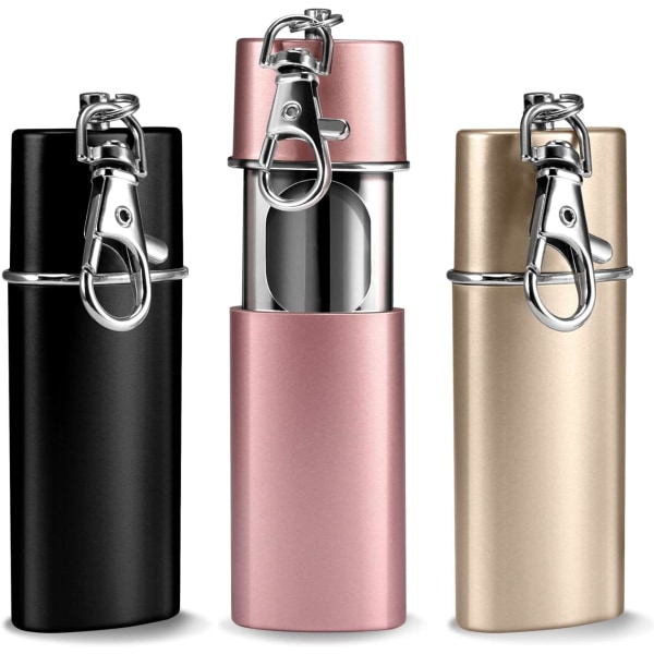 Fickaskfat 3 delar Portabla mini resaskfat Anti-lukt vindtät askfat med nyckelring för cigaretter (svart+rosa+guld)