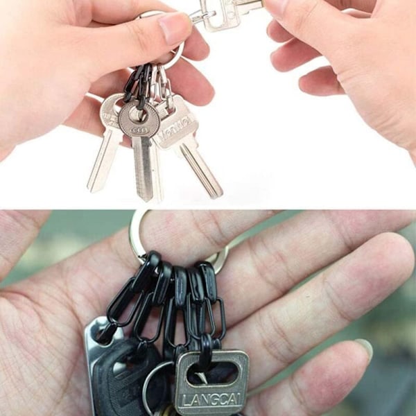 Mini karabinhage, nøgle karabinhage til campingplads, Mousqueton clip (10 stk. sort)
