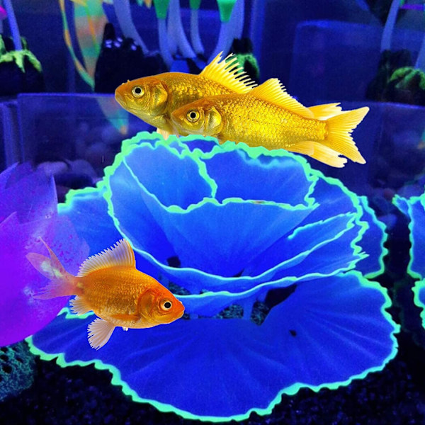 Kunstig koral i harpiks med lysende effekt til akvarium blå