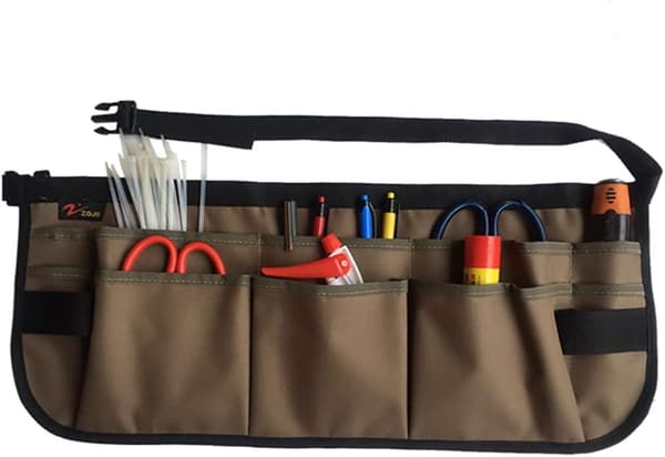 Kraftig Vokset Canvas Arbejdsforklæde med Værktøjslommer (Small, Brun)