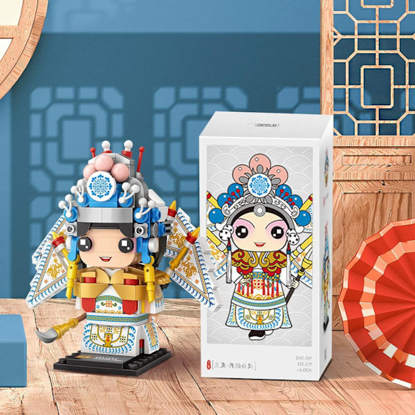 Peking Opera karaktär mini byggklossmodell set, kreativ DIY simulering serie byggkloss leksaker för barn och vuxna heminredning