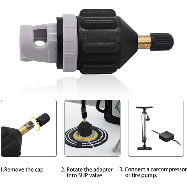 2PACK Uppblåsbar Stand Up Paddleboard Pump Adapter - Universal Standard Schrader Luftventil Adapter Pumpning Huvudkontakt Konverter för Uppblåsning Boa