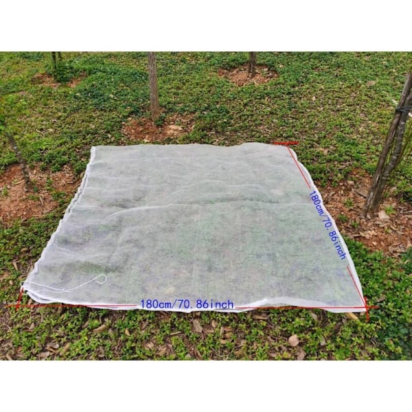 Hedelmäpuun verkko 1,8 m x 1,8 m, hyönteisverkko kasveille, hyönteissuojaverkko kiristysnyörillä, lintuverkko hedelmien suojaukseen, puu