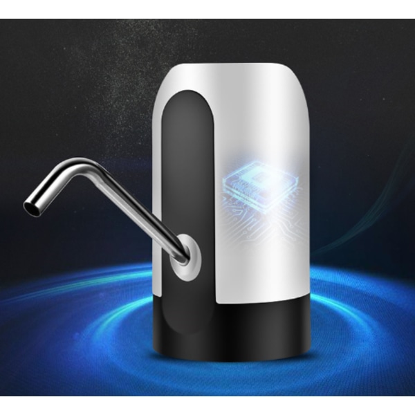 Vit automatisk vattenpump för vattenflaska, USB-laddning, automatisk vattenknapp