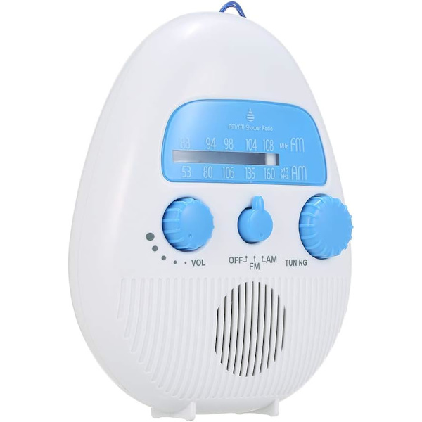 Mini AM/FM duschradio med inbyggd högtalare och antenn Vattentät batteridriven badrum digital väckarklocka radio duschradio (batteri ingår ej)