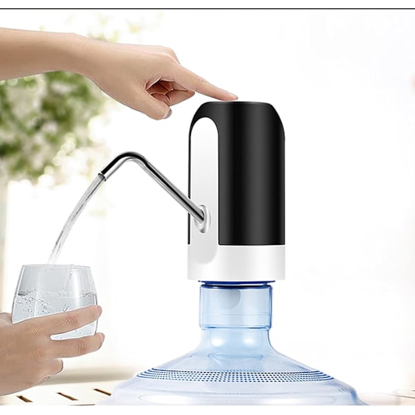 Sort - 1 stk. pumpevanddispenser, bærbar automatisk vanddispenser, universel 2-5 gallon genopfyldelig flaske, egnet til alle størrelser flasker til
