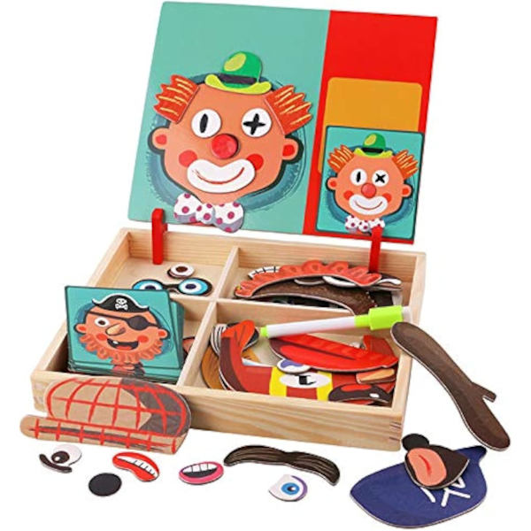 Magnetisk puslespill i tre for barn