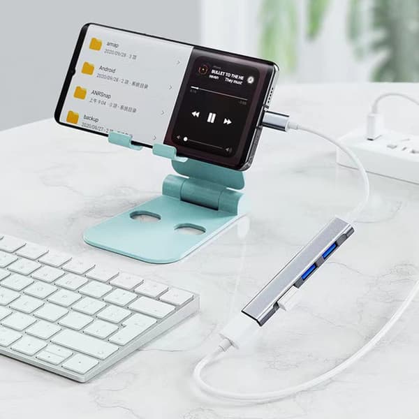 USB C-hubb, tunn 4-portars hubb USB 3.0/2.0 hubb med USB A till USB C-adapter