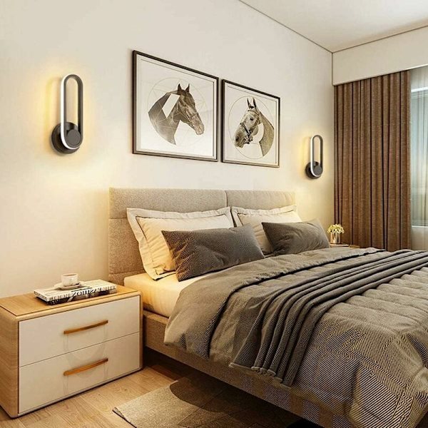 12W Innendørs LED-vegglampe, dimbar vegglampe 330° roterbar moderne designbelysning for soverom hjem korridor stue trapp [Energi