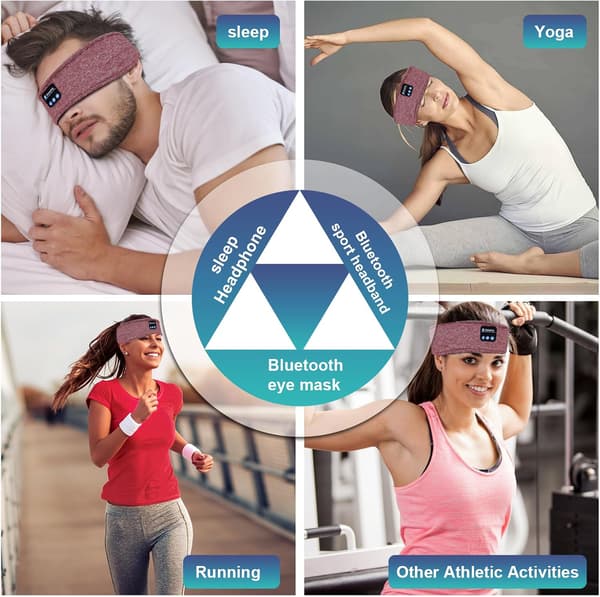 Bluetooth Søvnhodebånd - Trådløse Hodetelefoner med Mikrofon for Menn og Kvinner, Perfekt for Søvn, Yoga, Trening & Løping (Rød)