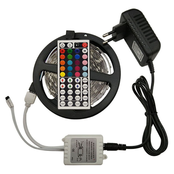 LED lysstrips 5 m RGB Skiftende farver LED Lys til huset, køkkenet, soveværelset, kollegiet, baren, med IR fjernbetjening