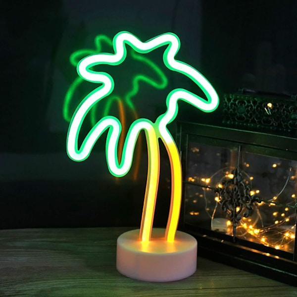 Neonljusskylt, LED-kokosnötsträd nattljusskyltar, neon USB/batteridriven väggdekor för festfödelsedag, barnrum, bröllop,