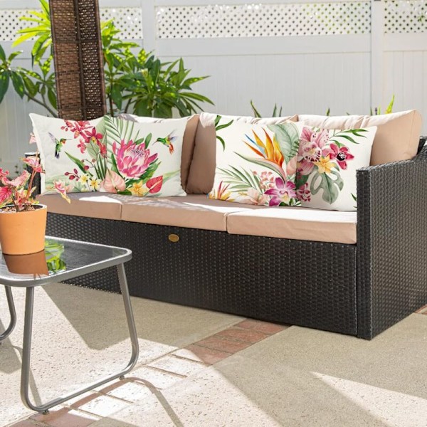 4 stk. putetrekk tropiske blomster 45 x 45 cm blomster utendørs blad polyester dekorativt sommer putetrekk for sofa soverom hus hage