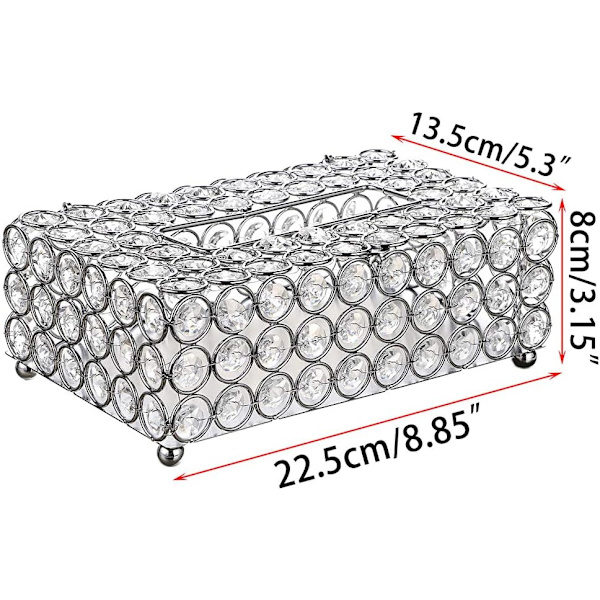 Kristallservetthållare för matsal sovrum byrå dekor (Silver, Rektangel)