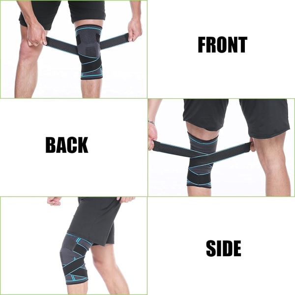 Genouillère Sport, 2 Pièces Genouillère Élastique Réglable, Genouillère de Compression Sports, Genouillère Rotulienne et Ligamentaire, Genouillère A