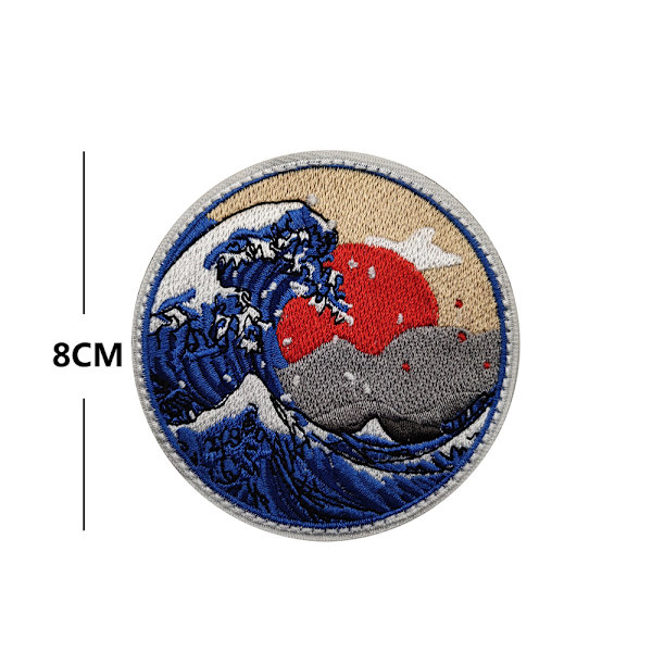 Wave Off Kanagawa Broderet Patch Badge Stryg På Sy På Emblem