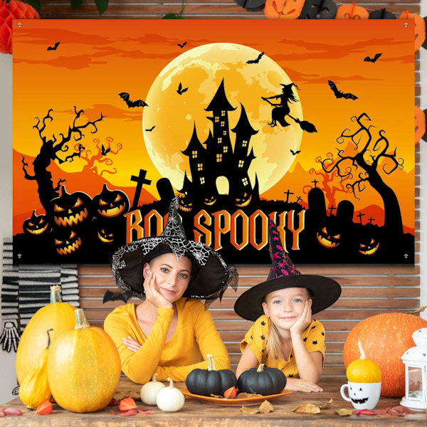 Halloween-juhlien koristeet, suuri kangas Halloween-tausta Boo Spooky Banner, 6 x 3,6 jalkaa