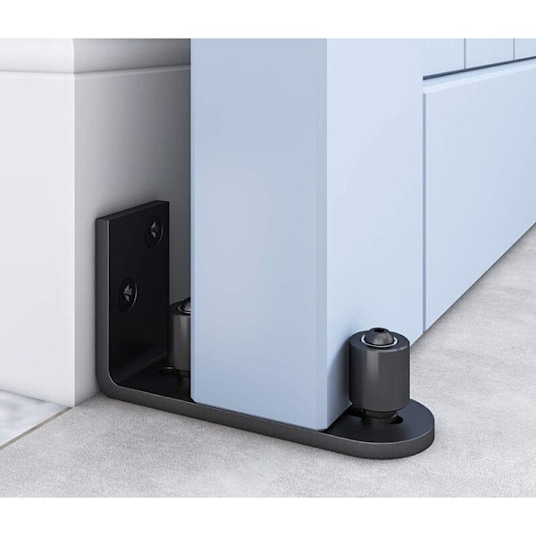 Gulvføring Skyvedører for låvemontering, justerbar veggmontering med svart styrekule - 120 × 50 × 60mm