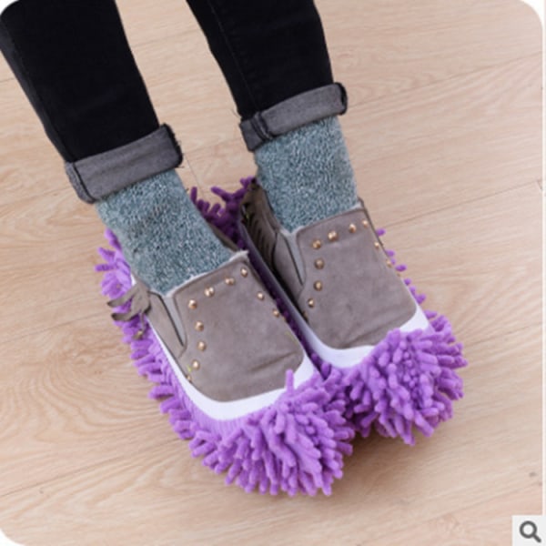 Sett med 2 par multifunksjonelle mikrofiberslippers, lilla
