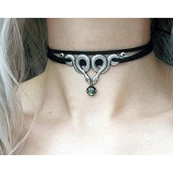 Labradoritt Slange Halskjede Choker Halskjede Slange Halskjede Witchy Gothic Halskjeder