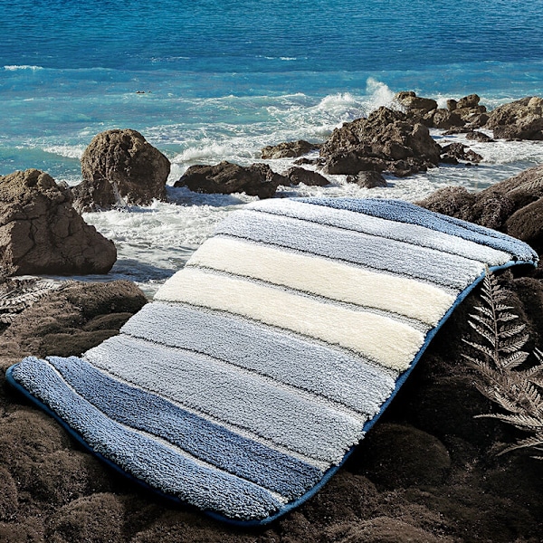 Antihalk badrumsmattor, extra mjuk badrumsmatta, maskintvättbar, absorberande vatten, 50 x 80 cm, blå