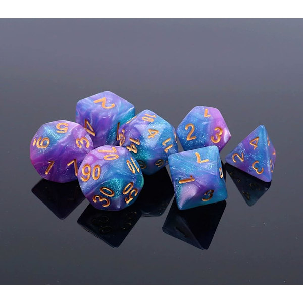 Flersidig terningsett Glitter terninger for Dungeons and Dragons RPG Grønn Blandet Nebula Terninger