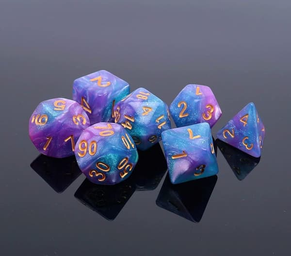 Multisidet terningesæt Glitter terninger til Dungeons and Dragons RPG Grøn blandet sort Nebula terninger