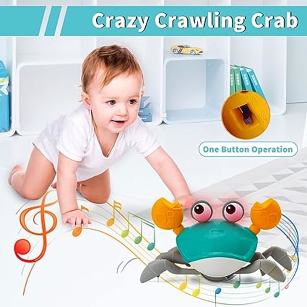 Baby Crawling Crab musikalske leker (turkis), elektronisk lys opp