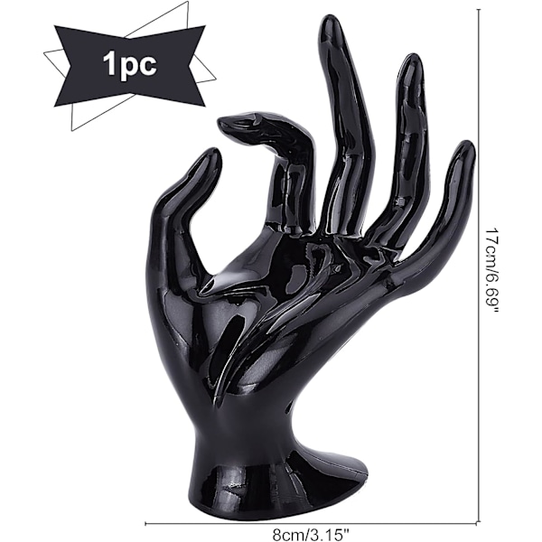 Håndsmykke Display Stativ, Hånd Ring Holder Armbånd Smykker Stativ OK Form Hånd Stativ Smykker Showcase Display til Hjem og Butik, Sort, 1PC