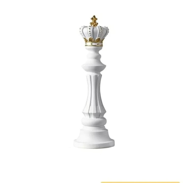Resin Skak Statue til Have Patio Dekoration Velegnet til Indendørs Kontor Dekoration (Konge-Hvid)