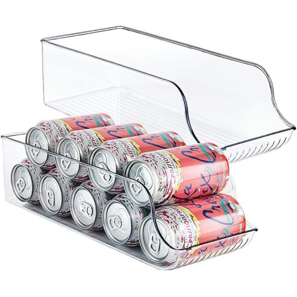 Förvaringslåda för mat, kylskåp, läskburksförvaring, transparent, 2-pack