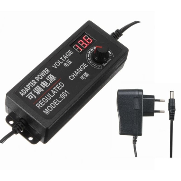 9-24V 3A 72W Strømadapter Lader Justerbar Display EU Plugg AC100-240V