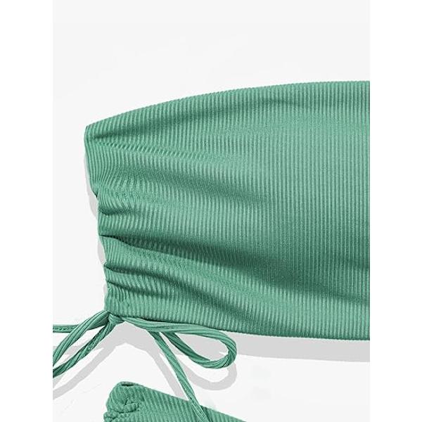 Naisten 2-osainen bandeau-uimapuku, solmittava sivu, ribbineulottu bikinit, S