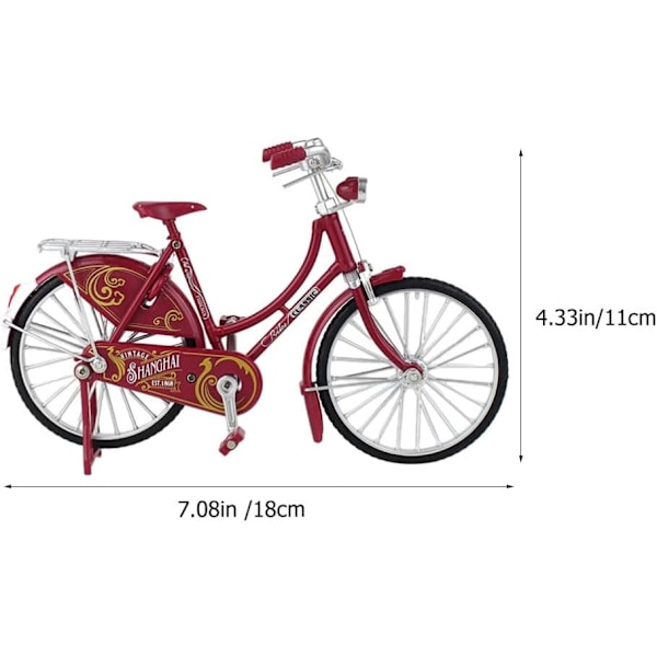Metallcykelmodell för hemmakontor, dekorativ konst, prydnadsföremål, staty, kreativ 1/10 retro järncykelmodell, retro prydnad, röd