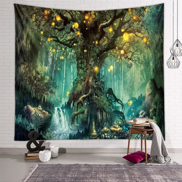 Tree of Life Wall Hanging, Psychedelic Tapestry Waterfalls Under Ancient Tree Tapestries, Fairy Wall Tapestry Decoration Wall Hanging Blanket for Be