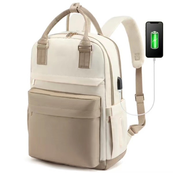 Laptopryggsäck för kvinnor, 17-tums väska för lärare för arbetslärare, ryggsäck för företagsdator med stor kapacitet med USB port, elegant Casual Daypack för