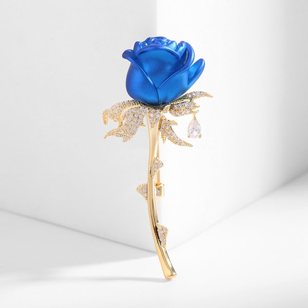 Blå rose broche til kvinder