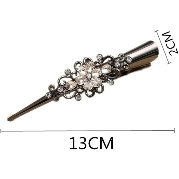 2 metallista krokotiilin hiuspidikettä (musta ja valkoinen) liukumattomat ankannokkaiset hiuspidikkeet naisille ja tytöille Elegantti hiusasusteet ankannokkaiset pidikkeet