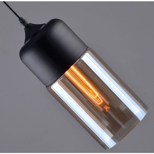Hengende lampe, lysekroneRetro kunst kreativ industriell vind glass lysekrone (rett svart + rav, ingen lyskilde)