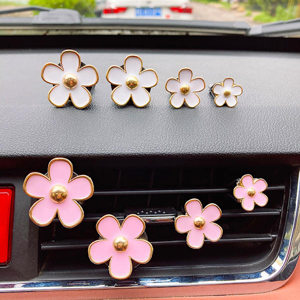 Dekoration för bilens luftventil, Daisy/djurformade klämmor, avger en behaglig doft (8 st blommor)
