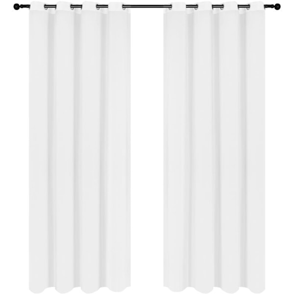 Sæt med 2 ensfarvede gardiner 225 x 140 cm i polyesterfiber med øjer, der filtrerer lys og har en afslappet tekstur til soveværelse og stue