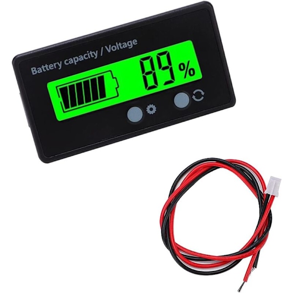 CC batteriräknare, batterivoltmeter, blybatteriindikator, DC 12V 24V 36V 48V (grön) skärm (Grönt ljus)