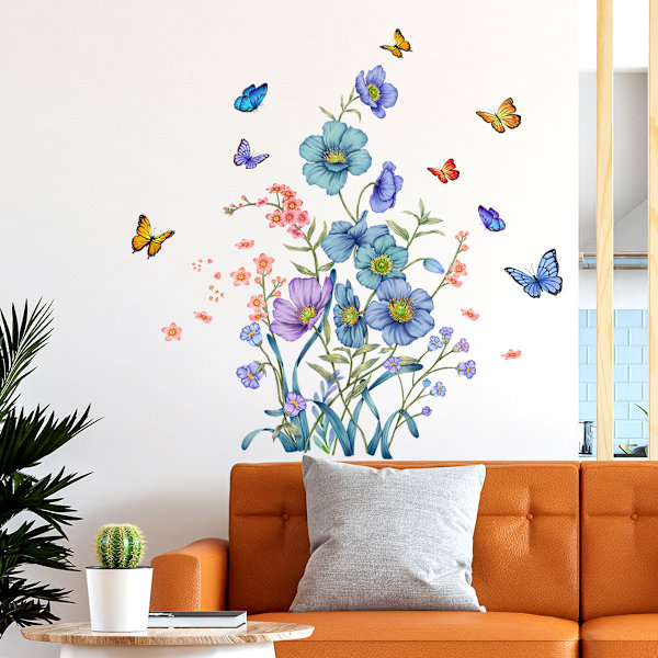 Blomster veggklistremerjer flyttbare skrell og lim veggdekor for jenter soverom stue
