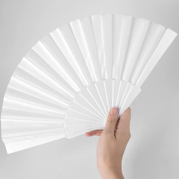 Set med 20 vifter til bryllup, plast, hvite, til bryllupsveske
