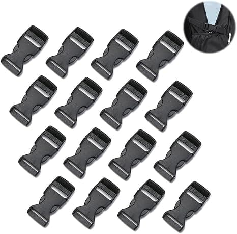 20 stk 20mm brede stroppspenner, sorte plastspenner, ryggsekkspenner, klipsespenner, egnet for spenne bagasjebåndsklips.