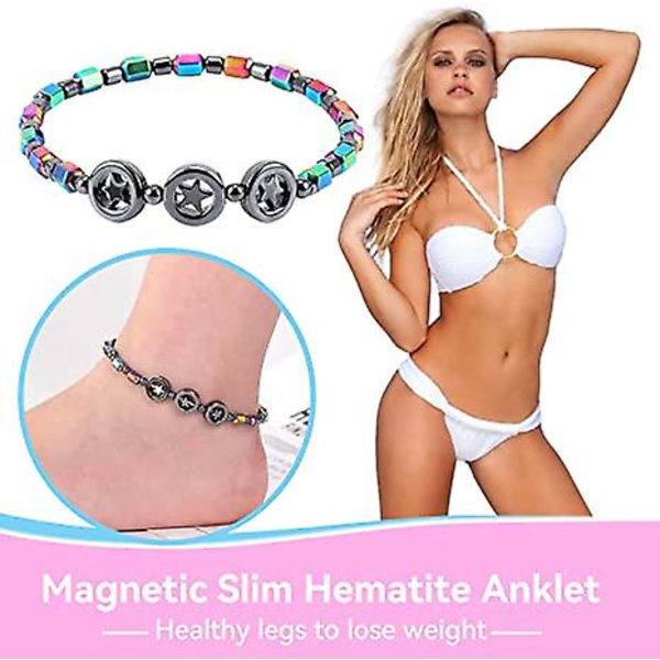 Magneettiset ohuet hematiittirannekkeet, 2 pakkausta luonnolliset magneettiset kivirannekkeet naisille turvotusta estävät hematiittiset magneettiset laihtumisrannekkeet magneettiterapia